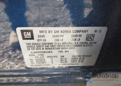 2022 Buick Encore Gx Fwd Preferred z USA, uszkodzony, nr VIN KL4MMBS2XNB133676